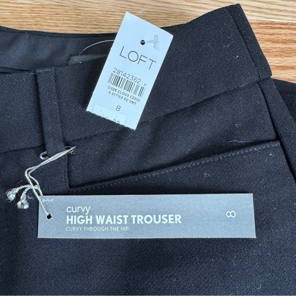 NWT Loft Size 8 Black Curvy High Waist Trousers - Picture 2 of 5
